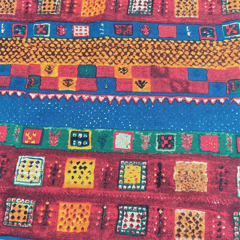 0.5/1 yard cotton and linen fabric with ethnic patterns, Bohemian style, suitable for DIY sewing, tablecloths, and clothing.