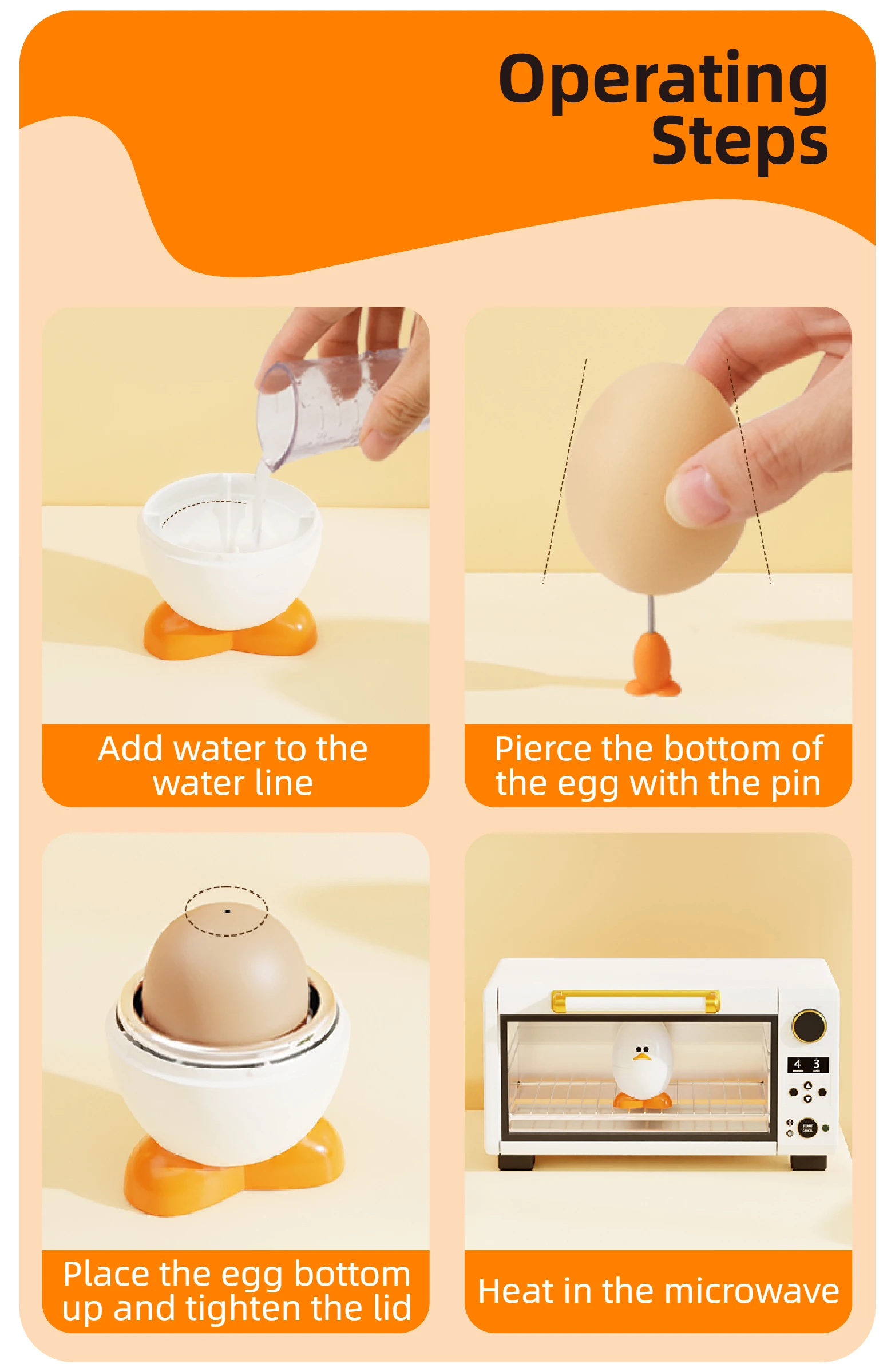Joie Microwave Egg Boiler Eggy Microwave Egg Poachers Cooker Steamer Box for Chicken and Quail Eggs Kitchen Tools Egg Tools