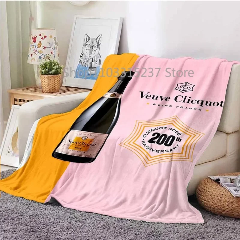 Coperta da tiro Champagne V-Veuve-Clicquot, divano letto caldo leggero camera da letto bagno soggiorno ufficio auto ginocchiere coperte