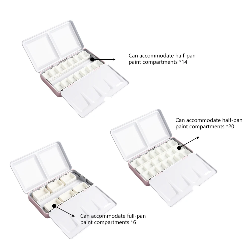 SeamiArt-caja de pintura plegable de Metal portátil para subpaquete de acuarela, medias sartenes, almacenamiento de acuarela sólida, suministros de arte