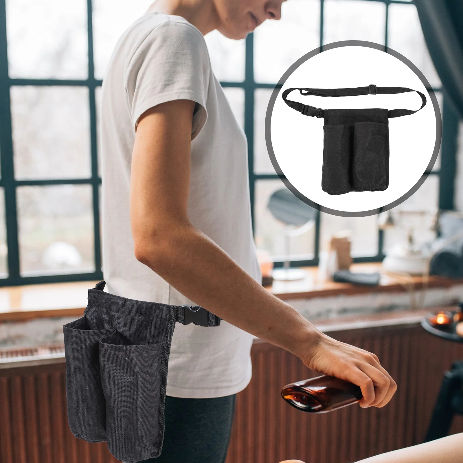 1Pcs Essential Oil Waist Bag Durable Massager Bottle Storage Case Practical Organizer Black Essential Oil Waist Bag