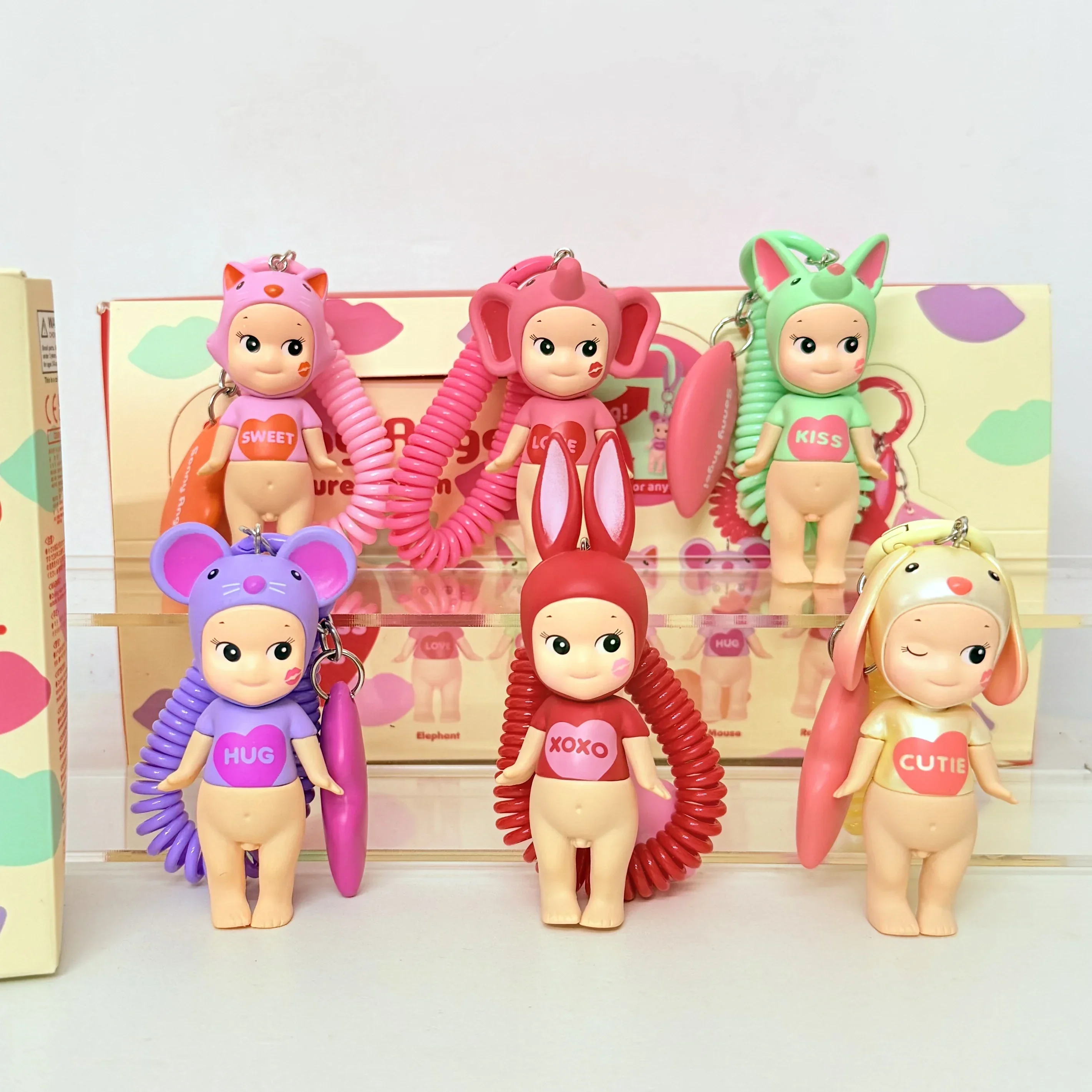 6Pcs Box Sonny Angel Blind Box Kiss Kiss Series Mini Figure Anime Keychain Cute Doll Pendant Gift for Kids Girls Boys Birthday
