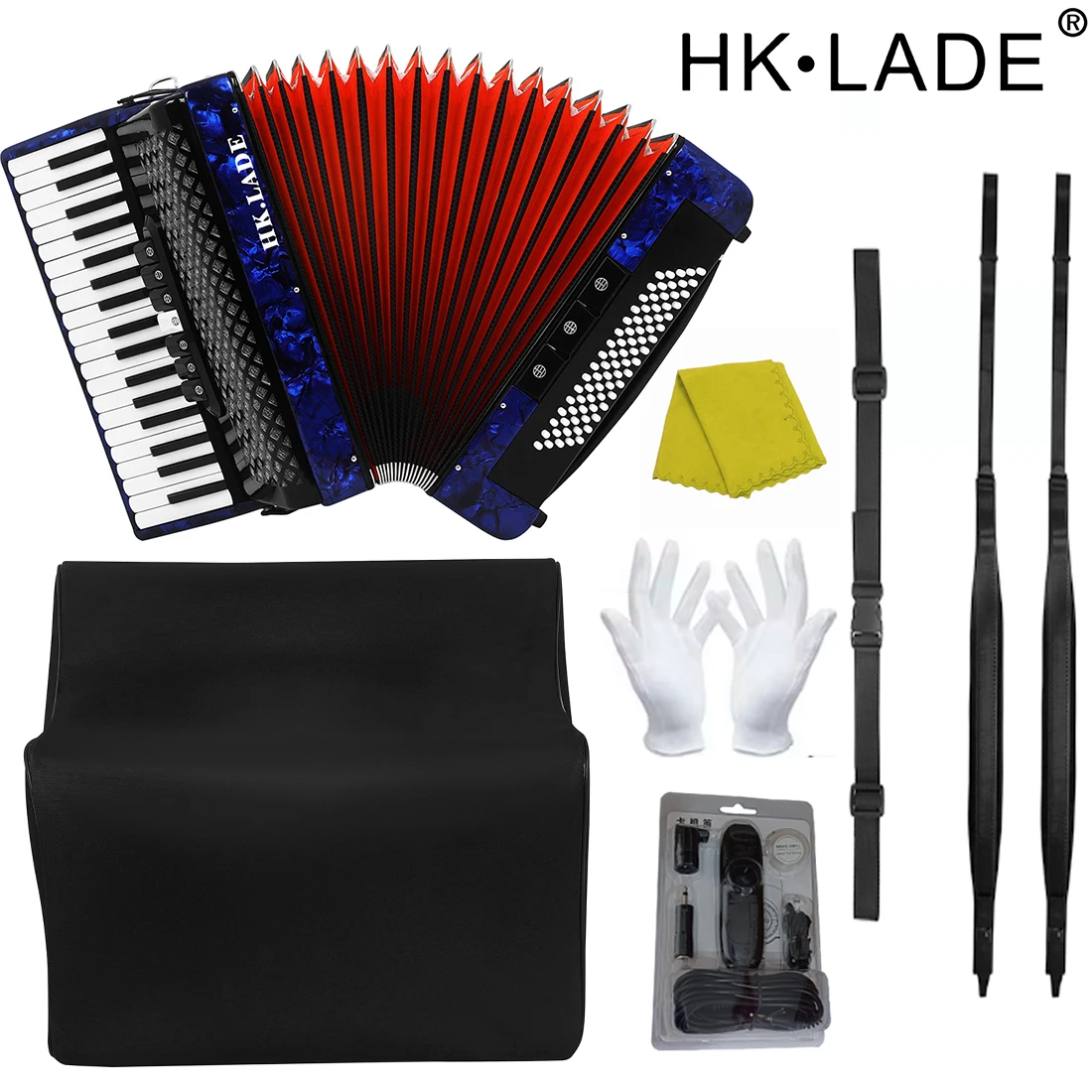 HK · LADE AH-30 Blue Accordion 37 Key 80 Bass 7 Keyboard Voice