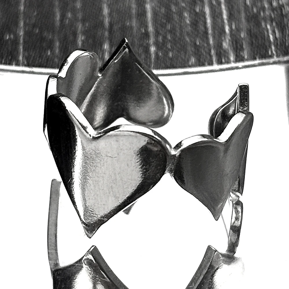 

Hiphop Love Heart Open Ring For Women Men Stainless Steel Silver Color Trendy Party Daily Wear Finger Valentine Day Jewelry