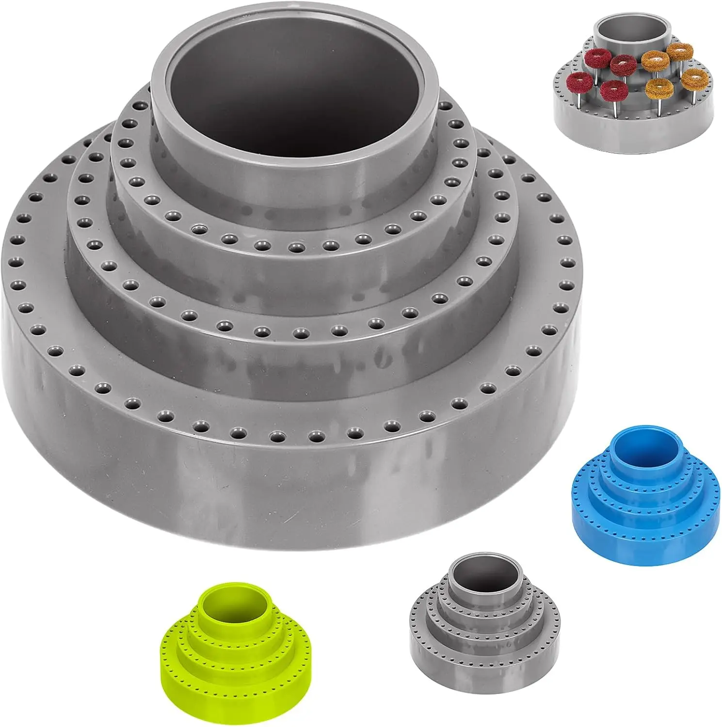 360 Degree Rotating 116 Holes Tool Organizer for Mini Drill Bits Polishing Wheels Assorted Storage Box Easy Access Efficiency