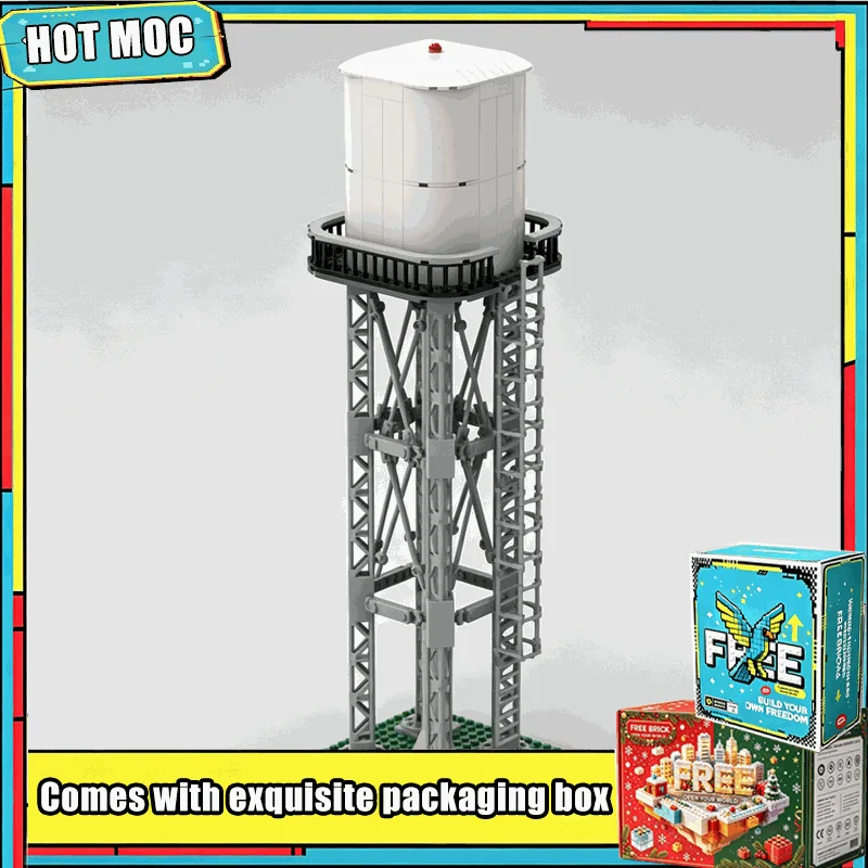 295 Parts Water Tower Industrial Structure Model Building Blocks DIY Assembly Creative Educational Toy Collection Popular Gifts