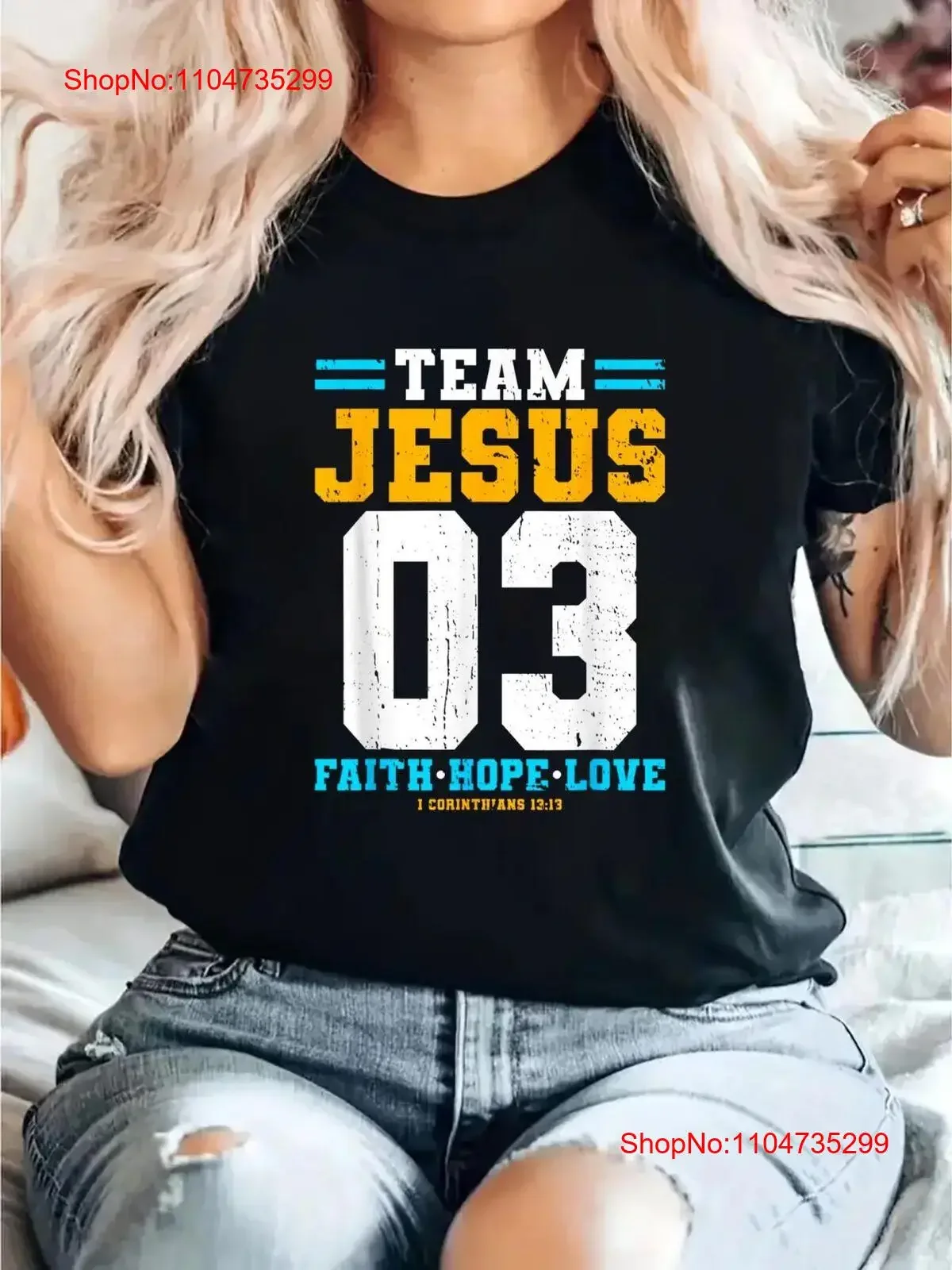 Équipe jésus 03 foi espoir amour t-shirt col rond vintage lavé graphique designer vêtements haut tendance pour un usage quotidien doux