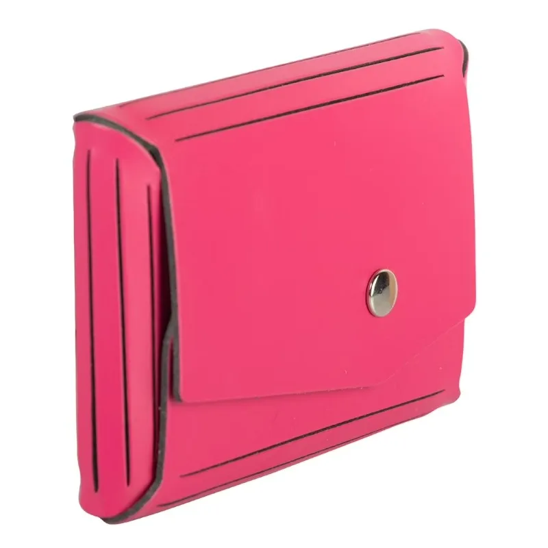 Leather Snap Business Card Case, 1/Pack, Fuchsia Pink, Angular Flap