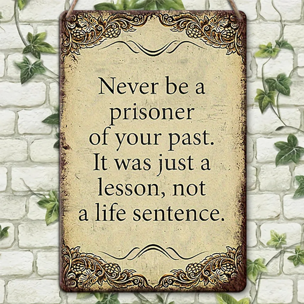Vintage Metallic Lacquered Wall Sign A Life Sentence Funny Tin Poster for Home Garden Wall Decor