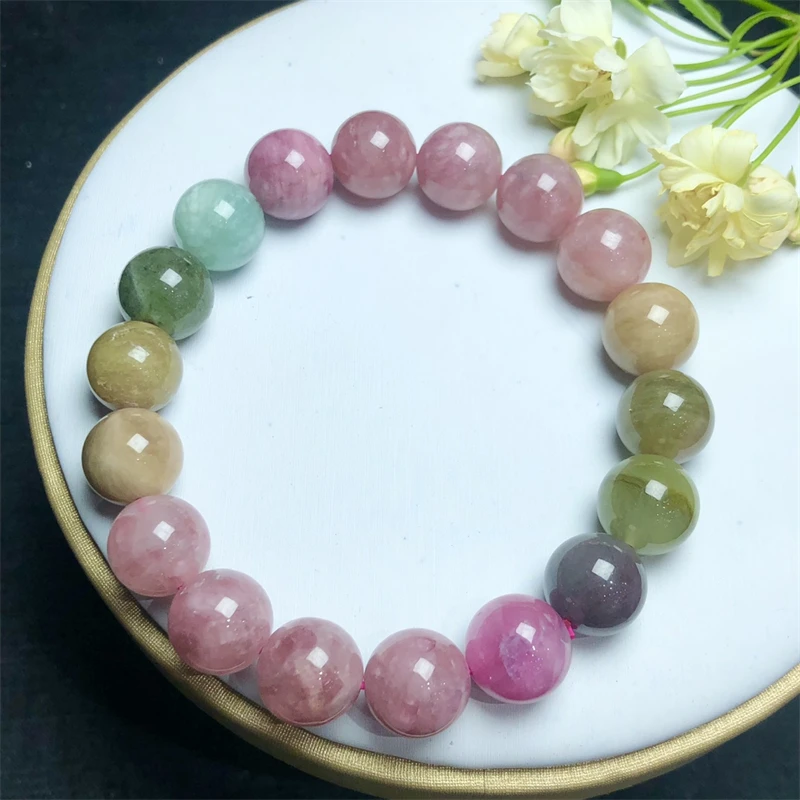 

Natural Tourmaline Bracelet String Charms Strand Women Men Exquisite Jewelry Gift Healing Crystal Energy Gift 1pcs 9/10/11/12MM