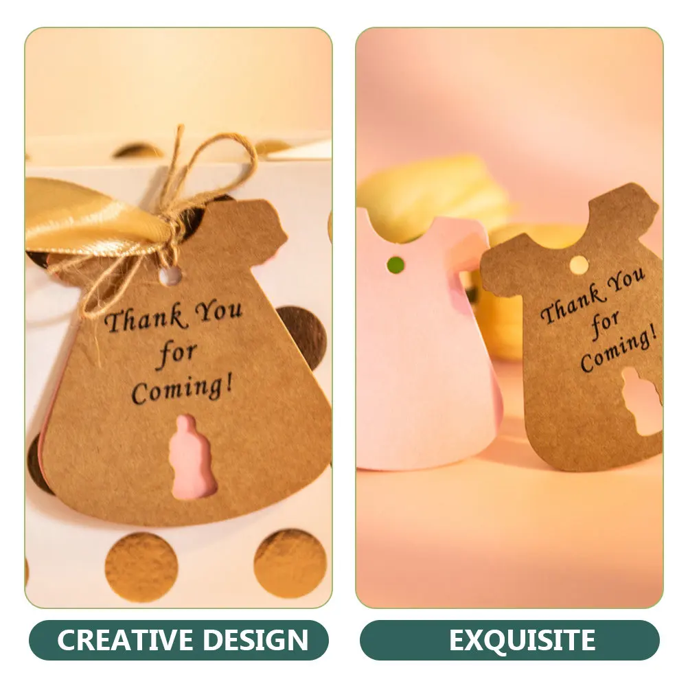 50Sets Kraft Paper Gift Tags Creative Clothes Shape Pre-Punched Holes Ideal for Shower Birthday Party Decor Kraft