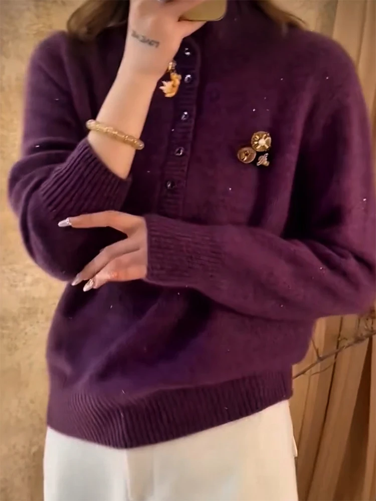 

Корейский трикотаж с пайетками, осенне-зимний, новый, больших размеров, стройнящий, женский, повседневный, комфортный