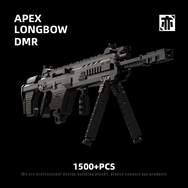 1500+PCS Longbow DMR Semi-Automatic Sniper Rifle Building Blocks Emissibility With Bullet Assemble Gun Bricks Toy Gift For Boy