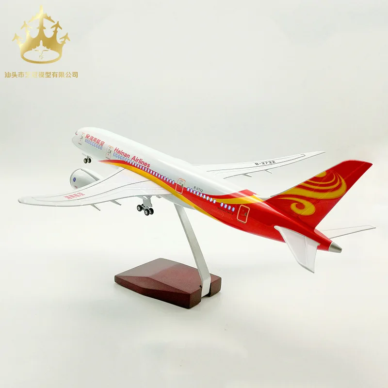 Boeing 787 Hainan Airlines с колесами и огнями, имитационная модель самолета, модель гражданского самолета, модель самолета, орнамент