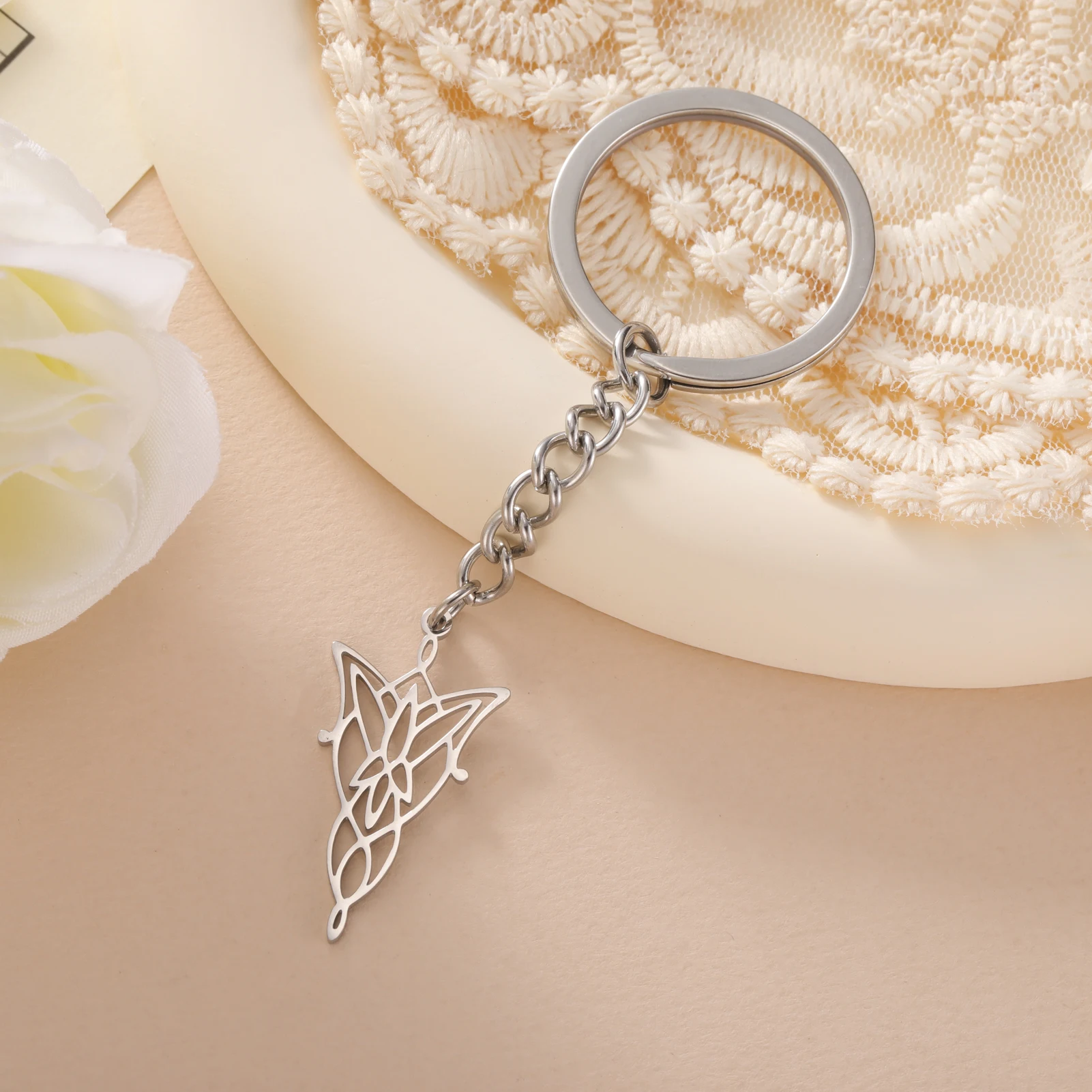 COOLTIME Elf Princess Pendant Keychain Stainless Steel The Lord of the Rings Elf Princess Key Chain Jewelry Birthday Gift 2026