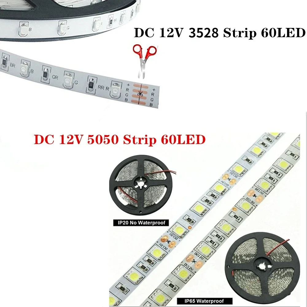 Tira de luces LED 12V 5m SMD 5050 300 LEDs píxeles 2835 cinta de diodo RGB cinta LED blanca luces flexibles decoración del hogar