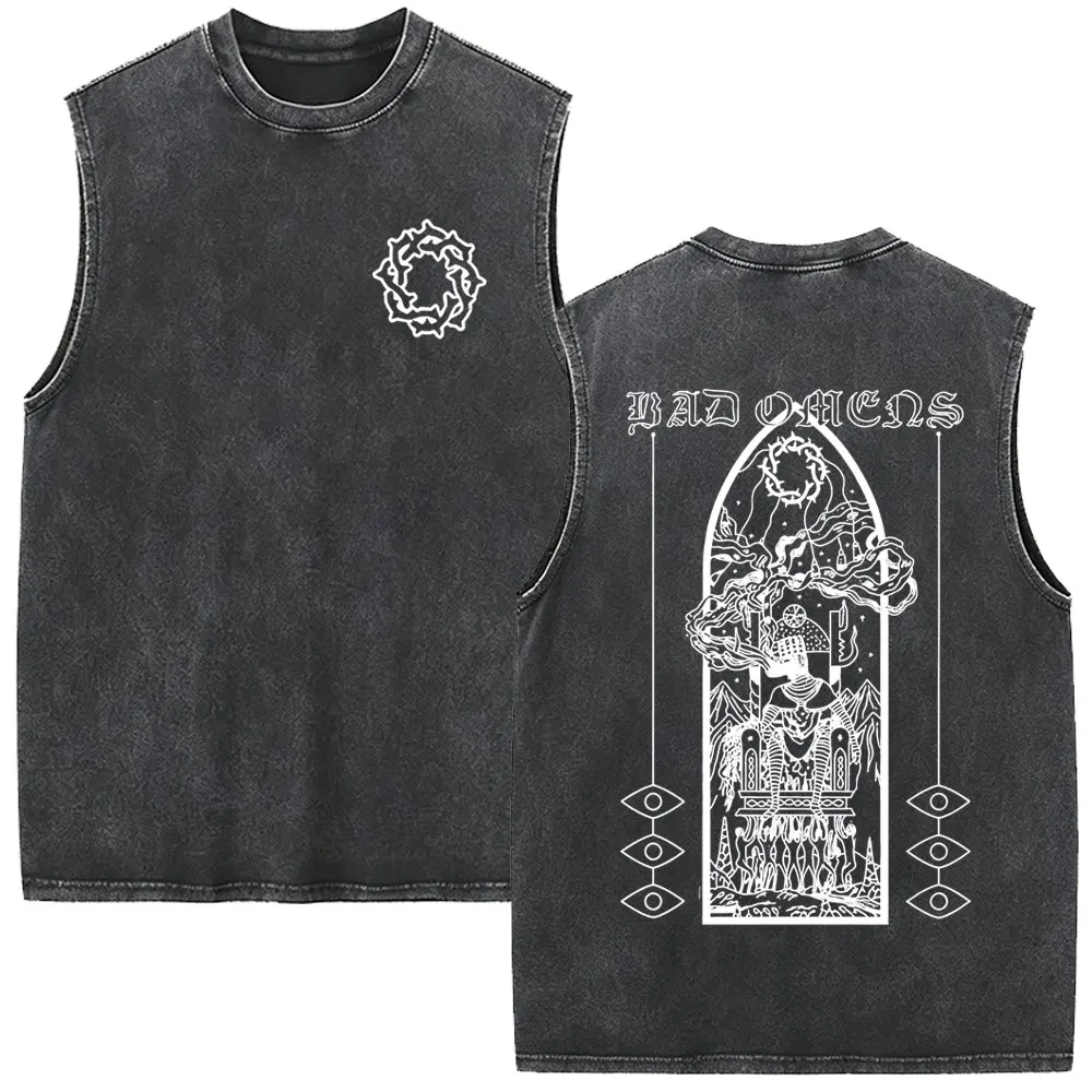 Rock Band Bad Omens Vintage Washed Tank Tops Men Women Gothic Oversized Sleeveless Vest T Shirt Male High Quality Cotton Tshirt