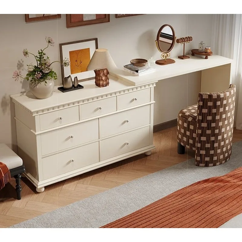 Retractable chest integrated bedroom corner large capacity multi-functional makeup table white