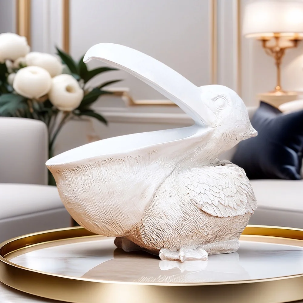 Big Mouthed Pelican Animal Key Storage Box Home Wine Cabinet, Living Room Entrance, Resin Handicrafts, Decorative Items
