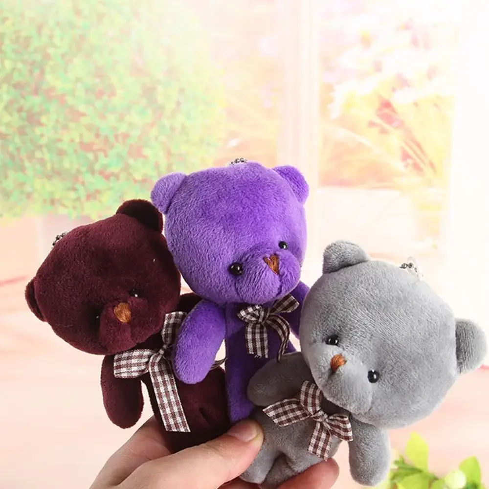 1Pc 12cm Conjoined Bear Pendant PP Cute Cotton Soft Stuffed Toy Mini Plush Bear Toys Bouquet Plush Doll Holiday Christmas Gift