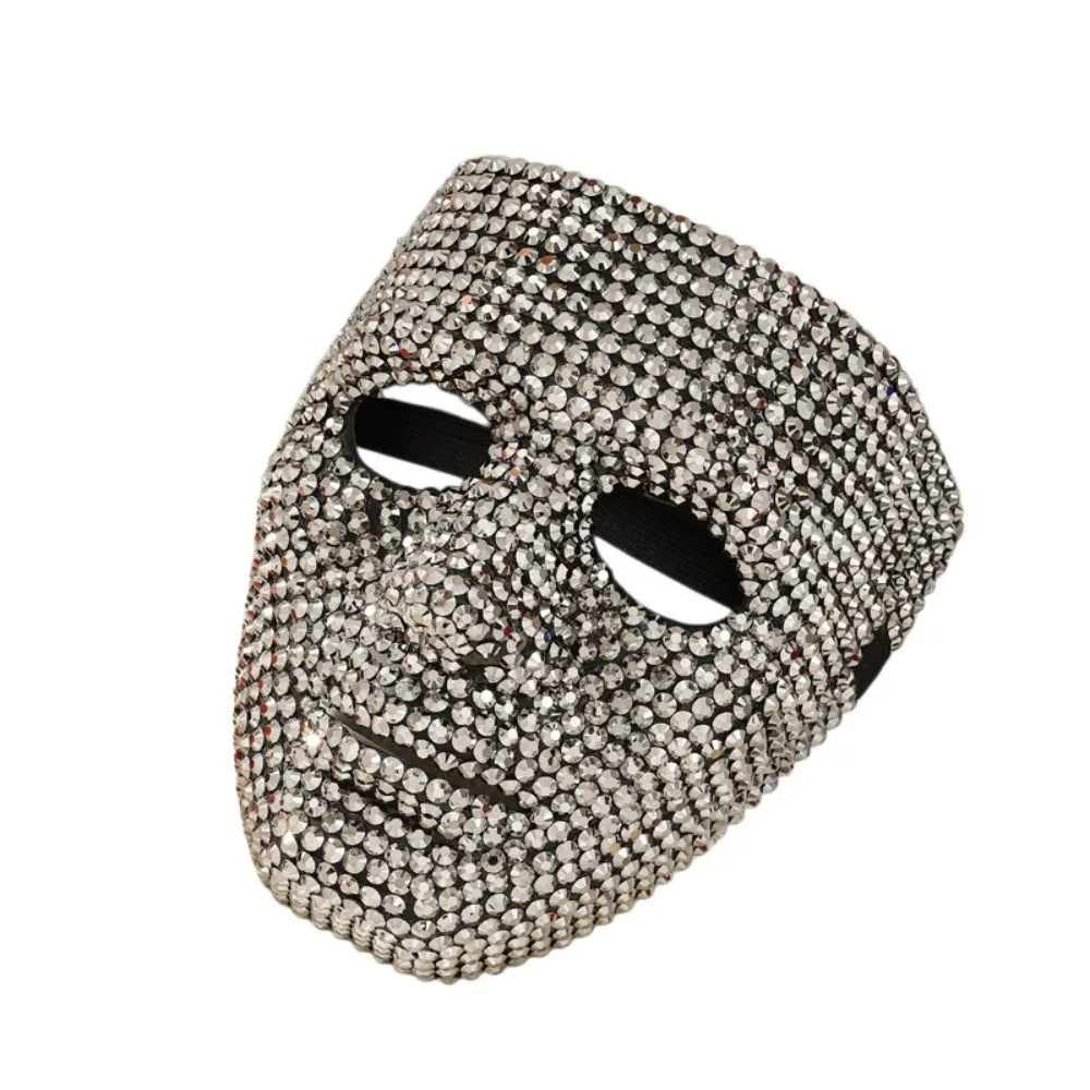 Simple Venetian Masquerade Party Mask Vintage Luxury Rhinestone Mask Elegant Elastic Bands Full Face Mask Halloween - view 3