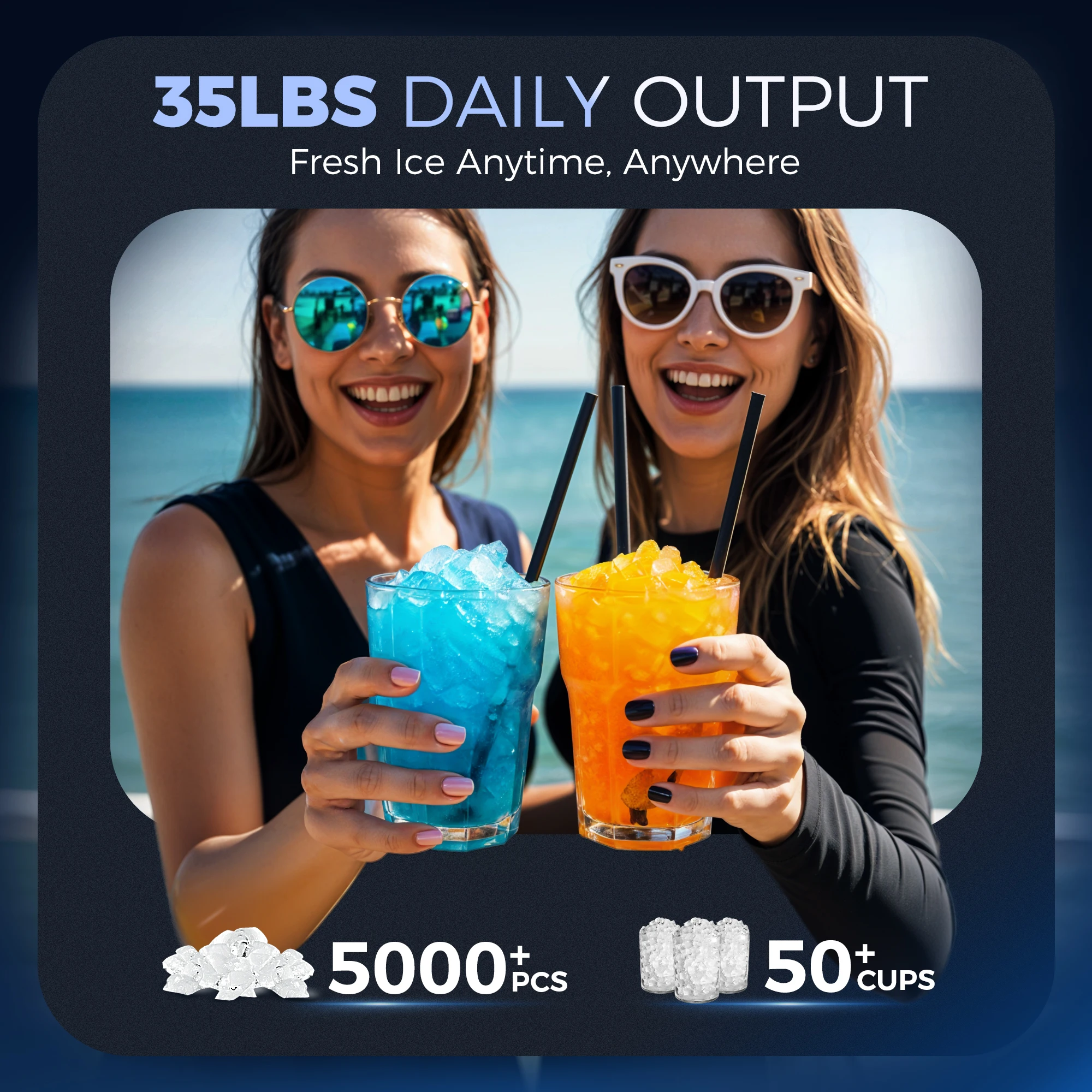 เครื่องทำน้ำแข็งแบบเคี้ยวได้บนเคาน์เตอร์, ทำความสะอาดตัวเองได้, เครื่องทำน้ำแข็งแบบพกพาสำหรับทำน้ำแข็งก้อน, ประสิทธิภาพสูงในการทำน้ำแข็ง, ใช้ในบ้าน, สำนักงาน, สำหรับสัตว์เลี้ยงเพื่อความเย็น