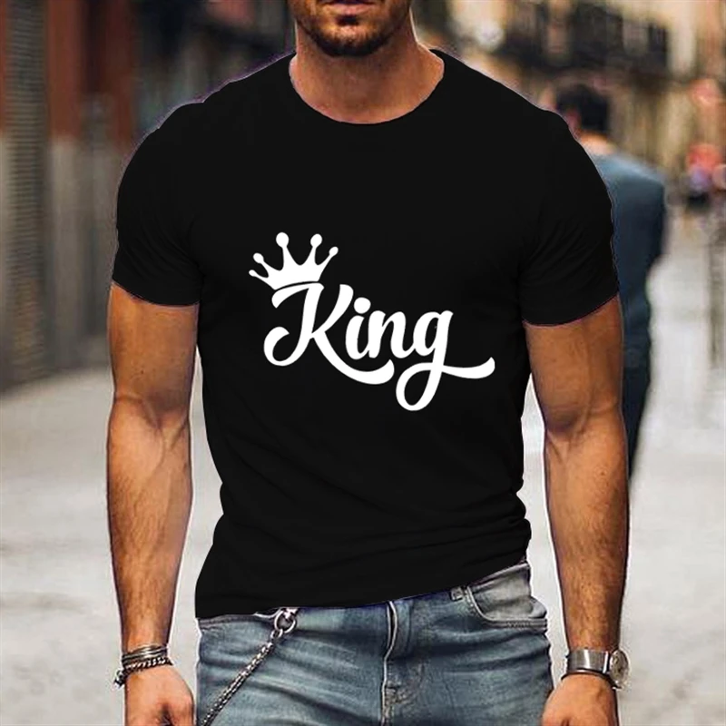 Crown Graphics Couples T Shirt King Queen Letter Couple Tshirt Summer Fashion Woman T-shirt Casual O-Neck Tops Lovers Tee Shirt