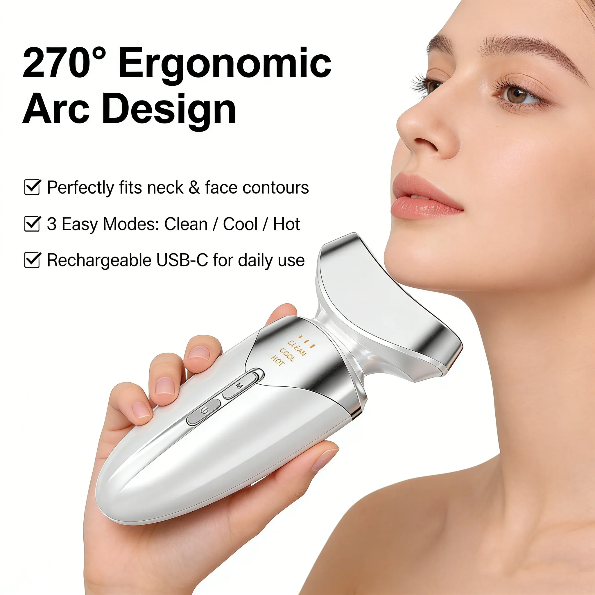 

3 in 1 LED Hot and Cold Facial and Neck Beauty Device Face Sculpting Tool for Anti-Aging Lifting and Tightening Sagging Skin