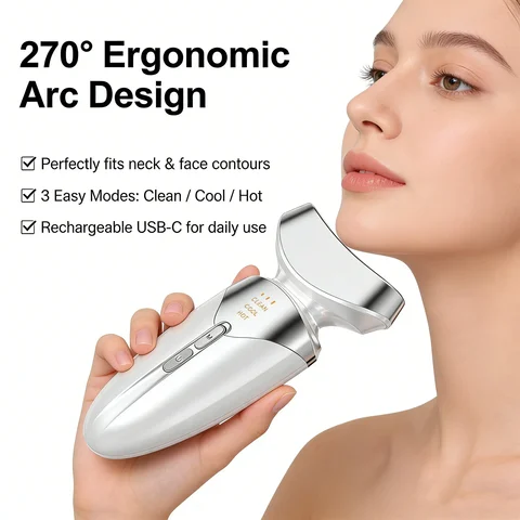 3 in 1 LED Hot and Cold Facial and Neck Beauty Device Face Sculpting Tool for Anti-Aging Lifting and Tightening Sagging Skin