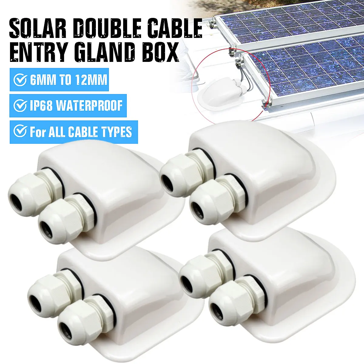 4PCS Camper Caravan Solar Car Junction Box Roof Wire Entry Solar Cable Motorhome Junction Box RV Caravan Accessories