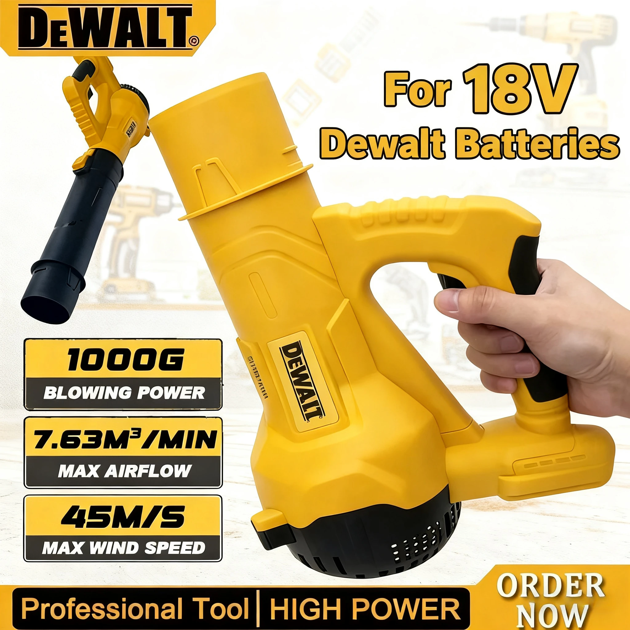 

Dewalt Cordless Electric Leaf Blower Long Tube Blower Garden Leaf Sweeping Tool Home Courtyard Snow Cleaner for 18V Battery