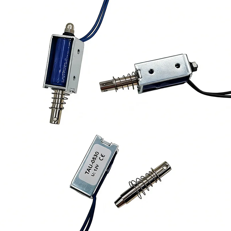 4 Peças Eletroímã Solenoide de Tração e Impulsão de Alta Força TAU-0530, Curso de 10mm, Força de 700g, DC 6V 12V 24V, Estrutura Aberta TAU-0530T TAU-0530B