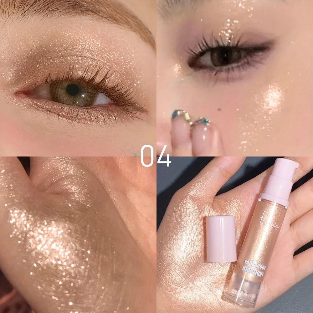 リキッド ハイライター - モイスト グリッター フォーミュラ、長持ちする高品質、きらめく仕上がりで顔の特徴を強調、メイクアップ