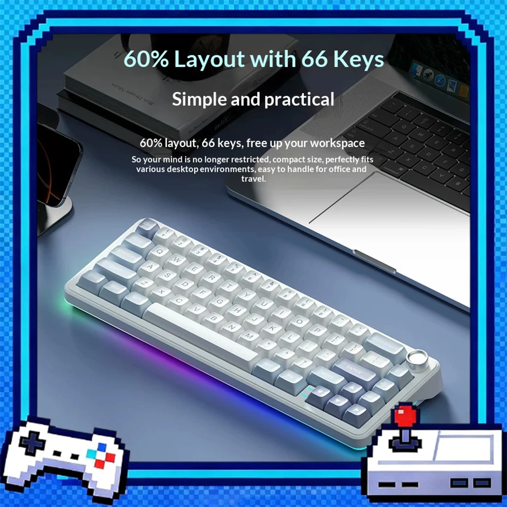 WEIKAV WK68 Wireless Keyboard GASKET Structure Multiple Silencing Gaming Keyboard Three-mode Connection Full Key Hot Plug Gifts