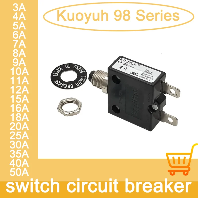 KUOYUH 98 series circuit Breaker 3A—30A overload protector push button switch manual reset switch