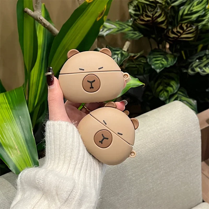 

Cartoon Capybara Case for AirPods 4 Airpod 1 2 3 Pro Pro2 Bluetooth Earbuds Charging Box Protective Earphone Case Cover