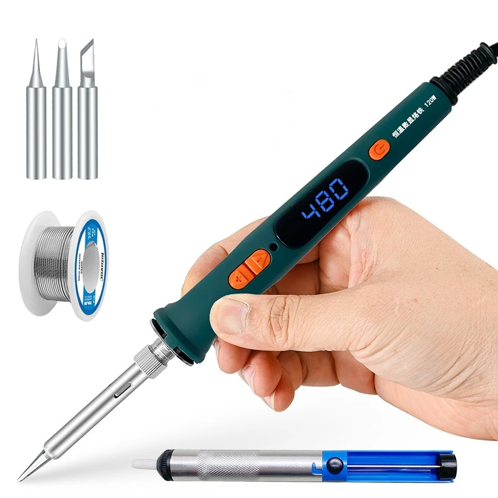 120W Digital Soldering Iron Kit Repair Soldering Tool Set Electric Soldering Iron Dual Calibration Temperature soldering iron