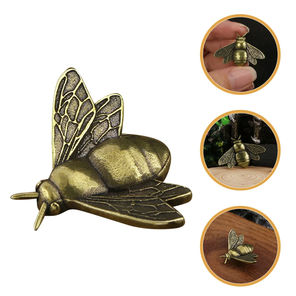 

2pcs Brass Bee Vintage Desktop Decor Indoor Tabletop Decoration Brass Craft Statue Metal Animal Figurines Home Office Desk