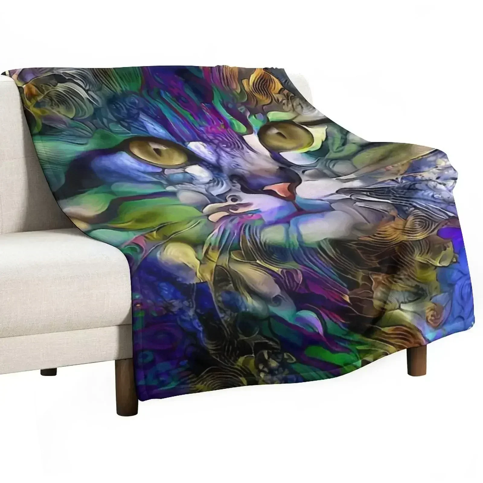 Arabelle, chat, chaton, peintures de Lea Roche, couverture en microfibre confortable pour la maison et la chambre à coucher