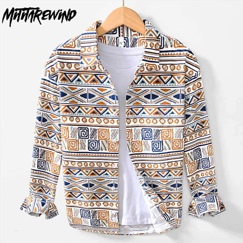 

Spring Fall Korean Fashion Printed Shirts for Men Streetwear Youth Personality Tops Casual Pure Cotton Long Sleeve Shirt 2025New
