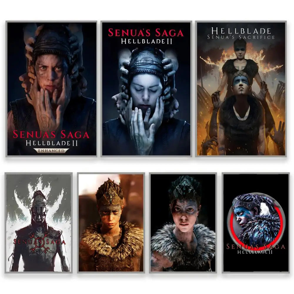 Juego S-senua's Saga Hellblade ll pintura caligrafía estética lienzo de algodón arte de pared para cafetería Bar decoración de casa de café