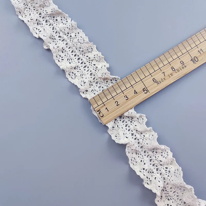 3.5cm Ribbon Lace Beige Folding Elastic Cotton Fungus Lace Sewing Lace Trim Embroidery White Applique Fabric Craft Decoration