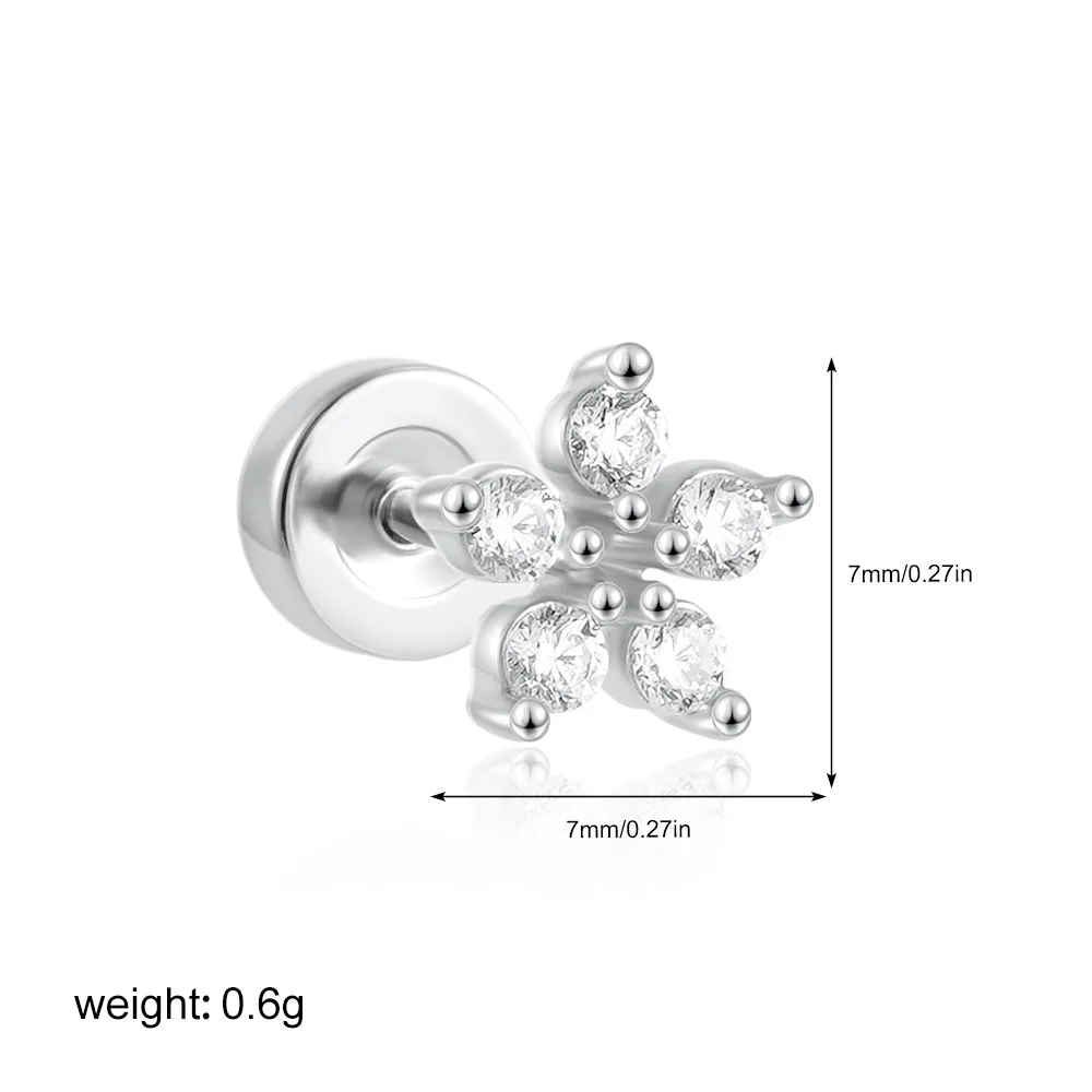 1PC Chirurgische Edelstahl Ohrringe für Frauen Zierliche Ohrringe mit flacher Rückseite Ohrstecker 20G CZ Knorpel Helix Tragus Conch Lobe Piercing – Detail 16