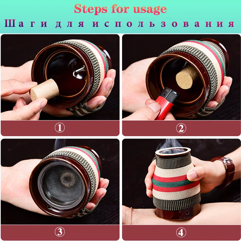 Hand Holding Moxibustion Scraping Pot High Quality Ceramic Material Moxa Stick Burner Cup Warm Compress Acupunture Therapy