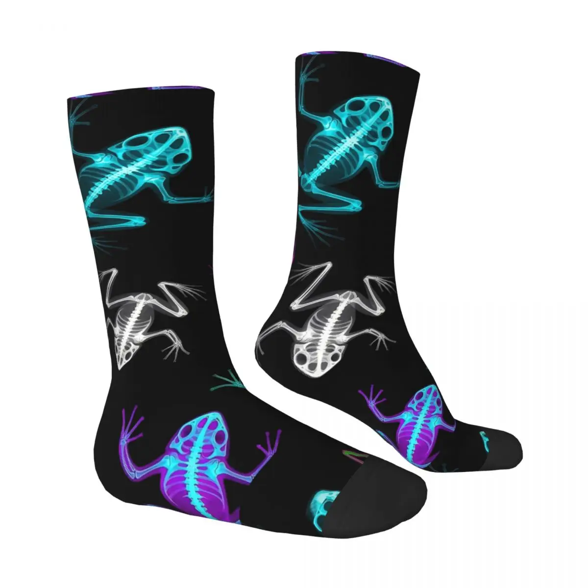 다채로운 무지개 빛깔의 엑스레이 개구리 해골 양말 고딕 스타킹 봄 미끄럼 방지 커플 양말 통기성 디자인 스케이트보드 양말