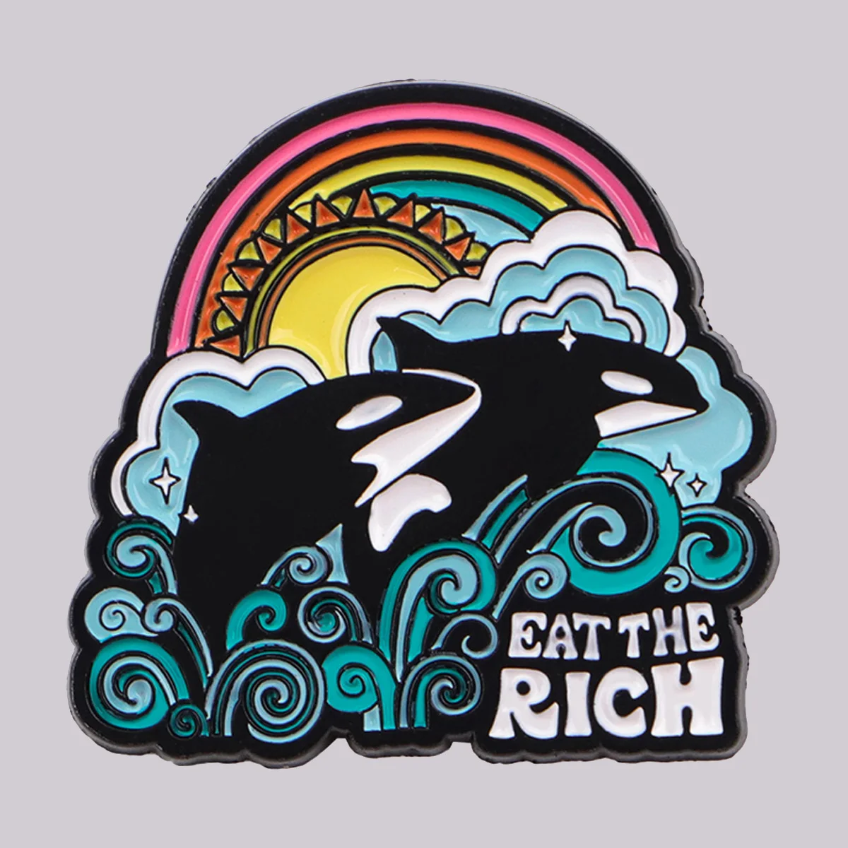 Baleia esmalte pino "EAT THE RICH" broche pinos lapela alfinetes crachá na mochila acessórios de roupas moda jóias amigos presentes