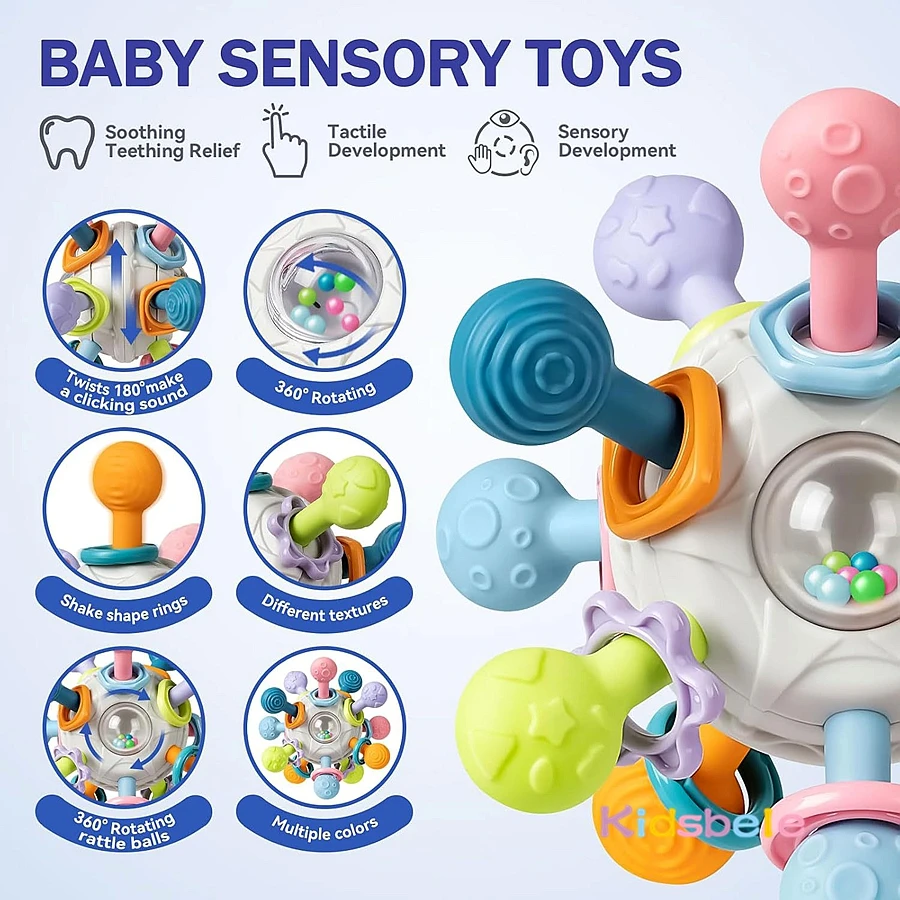 Juguete de actividad de agarre Montessori para bebé, juguete sensorial de dentición de calidad alimentaria para bebés de 0 3 6 9 12 meses, regalo de Navidad para recién nacidos