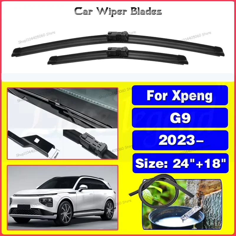 

For Xpeng G9 2023 98kWh 78.2kWh Car Front Wiper Blades Soft Rubber Windscreen Wipers Auto Windshield Car Accessories 24"+18"