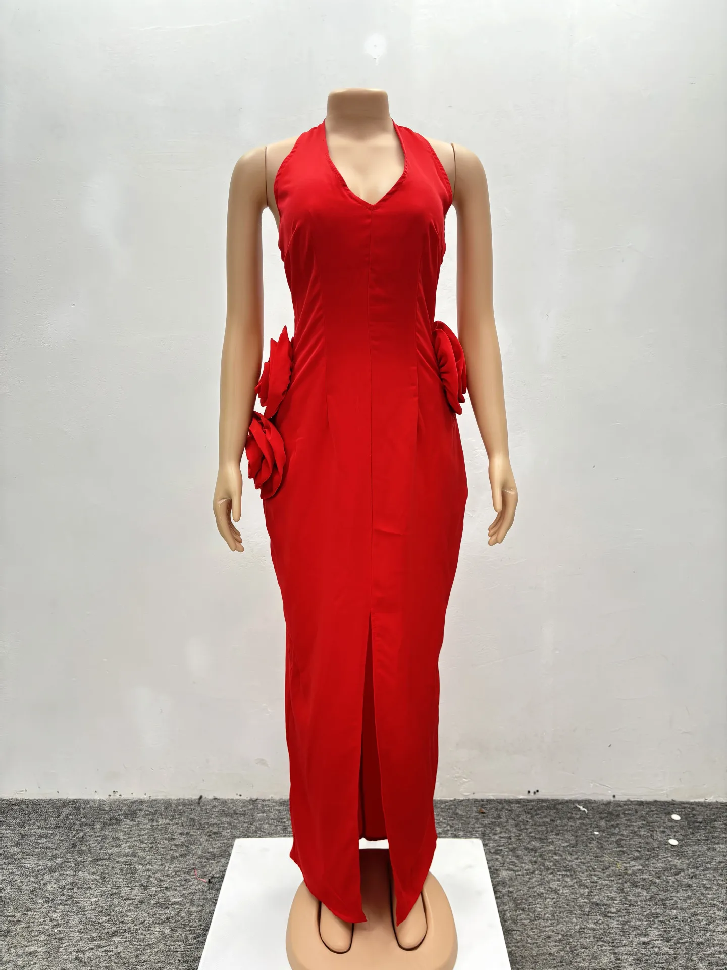 Irmã estrela moda sexy elegante estereoscópico flor dividir vestidos longos atacado boate festa temperamento vestidos de viagem