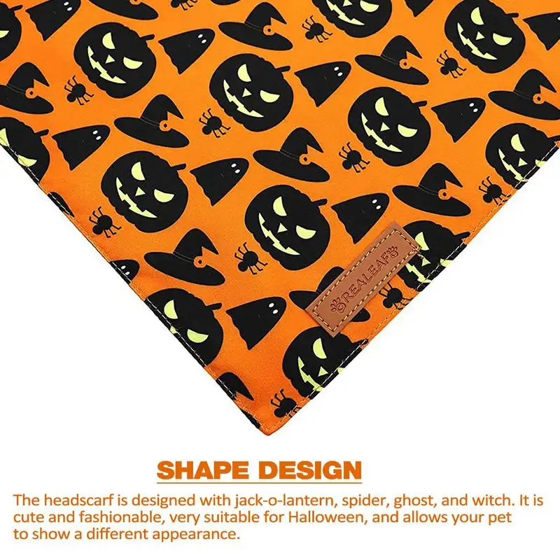 Halloween Dog Bandana Dual Layer Cat Bandana Collar Triangle Scarf Fall Dog Costume Bandana Spider Web And Pumpkin Printed Scarf